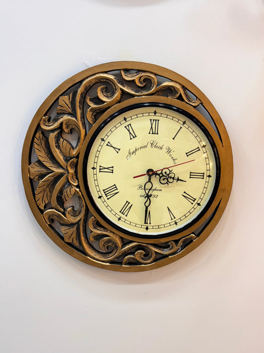 Antique Wall Clock Side Carving