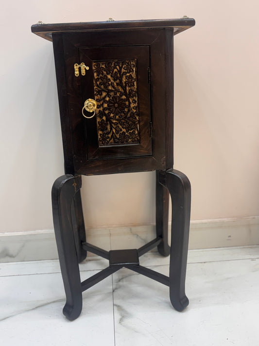 Antique Mangowood Planter Brass/Carving-Big