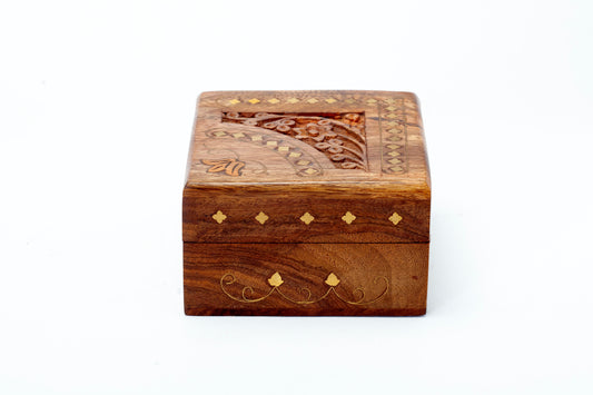 Brass Inlay Jewellery Box 4X4