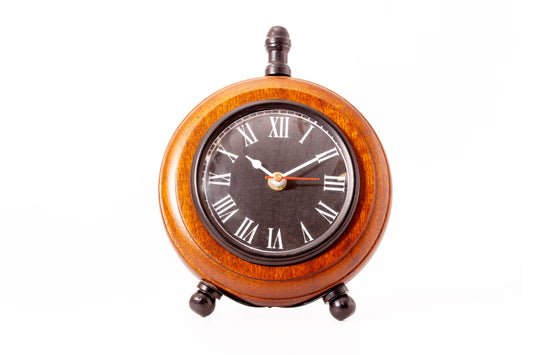 Table Clock Round Wooden