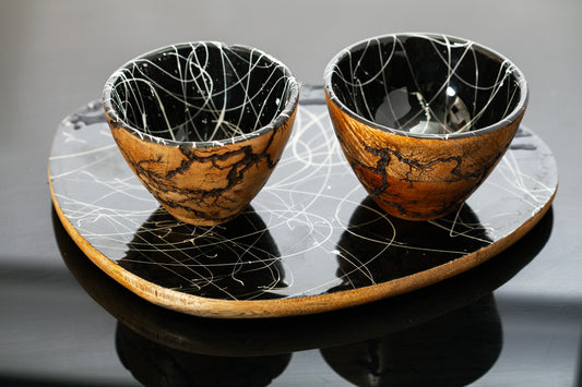 PLATTER EPOXY + 2 BOWL BLACK