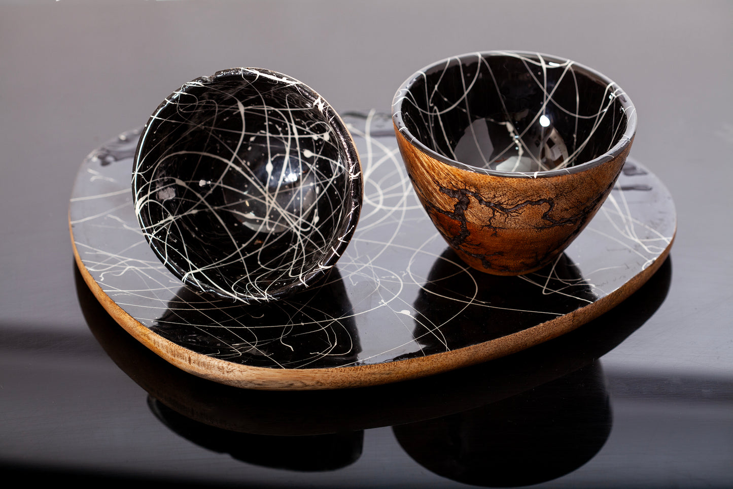 PLATTER EPOXY + 2 BOWL BLACK